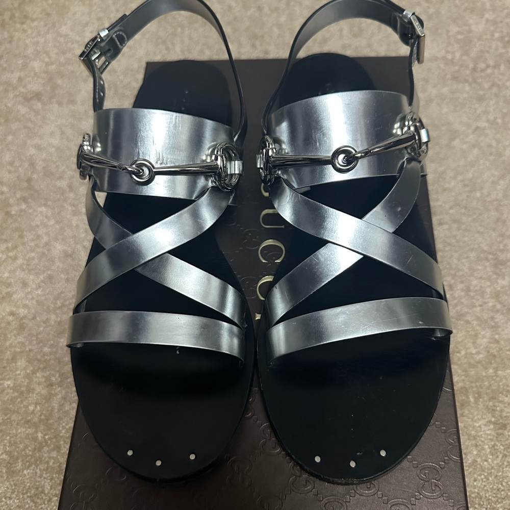 Silver Strappy Gucci Sandals - Picture 2 of 8